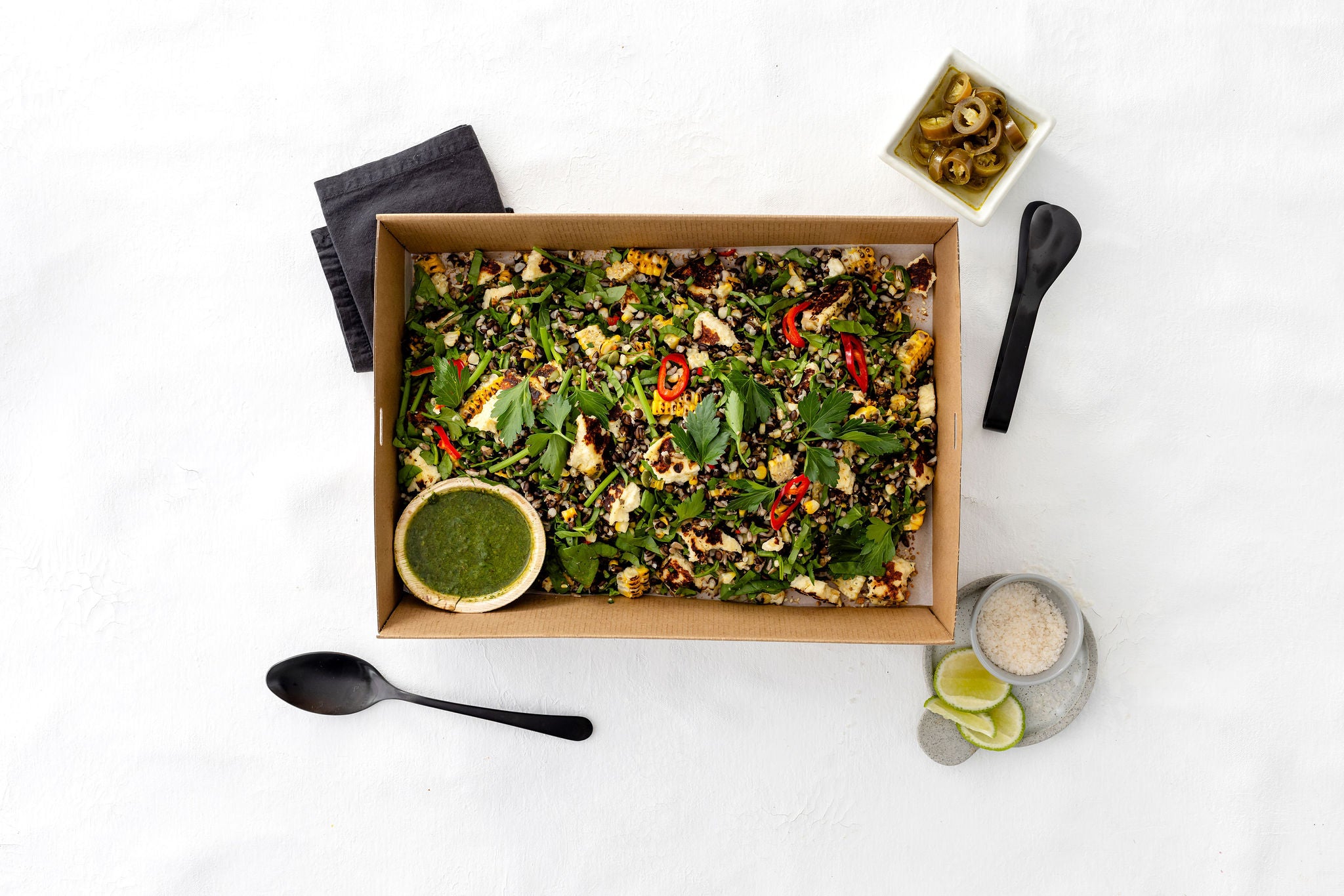 Halloumi, Chargrilled Corn and Barley Chimichurri